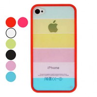 Carcasa transparente arco iris dura con protector de pantalla y paño de limpieza para iPhone 4/4S